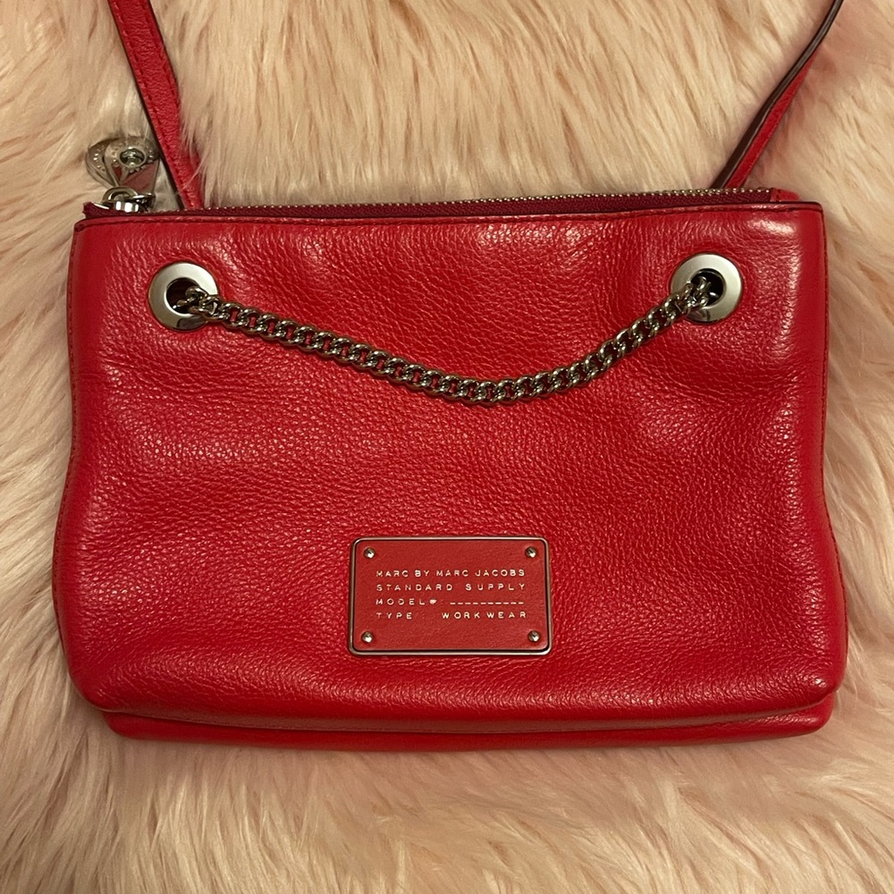 Marc By Marc Jacobs Too Hot To Handle Red Double Decker Leather crossbody